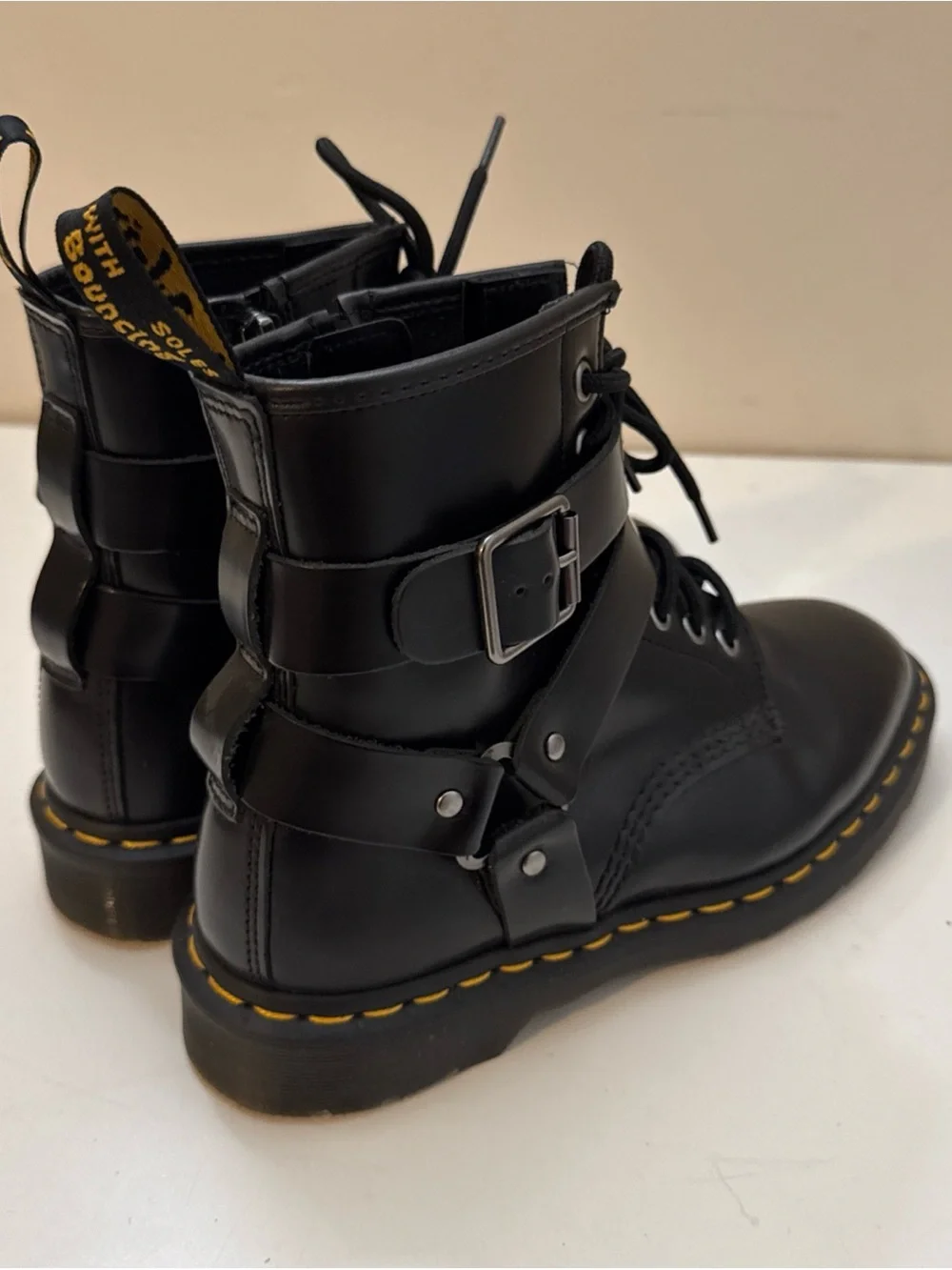 Dr Martens Christofor Women's Harness Boots Black Size 7 Leather Combat Doc
